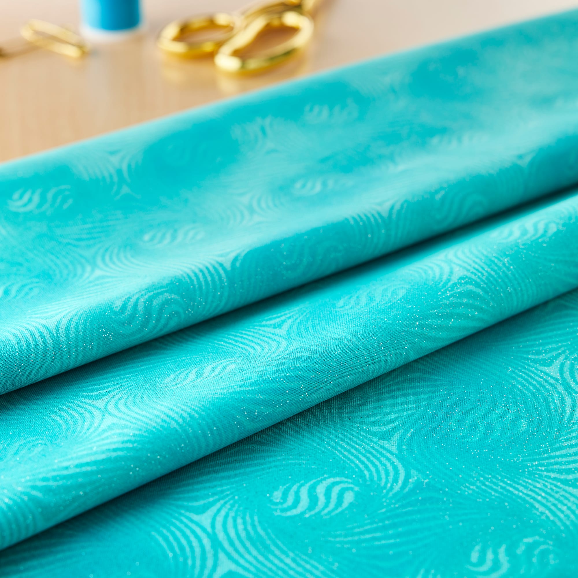 Fabric Traditions Teal Essential Glitter Tonal Cotton Fabric
